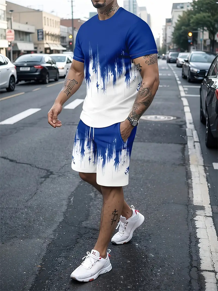 Men Women Gradient Texture T-s - Sports Equipment Set 评论和价格