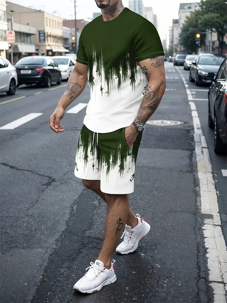 Men Women Gradient Texture T-s - Sports Equipment Set 评论和价格