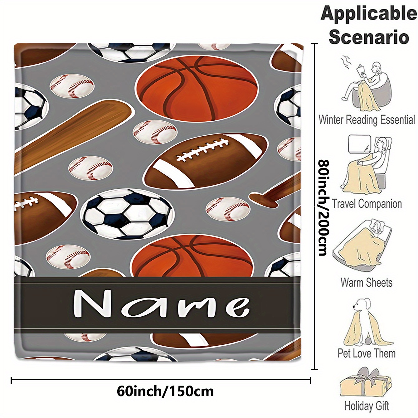 1 Custom name blanket sports e - Sports Equipment With Names 评论和价格